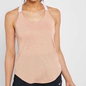NIKE Rose Gold White Elastika Strappy Crisscross Back Active Gym Tank Top Size M